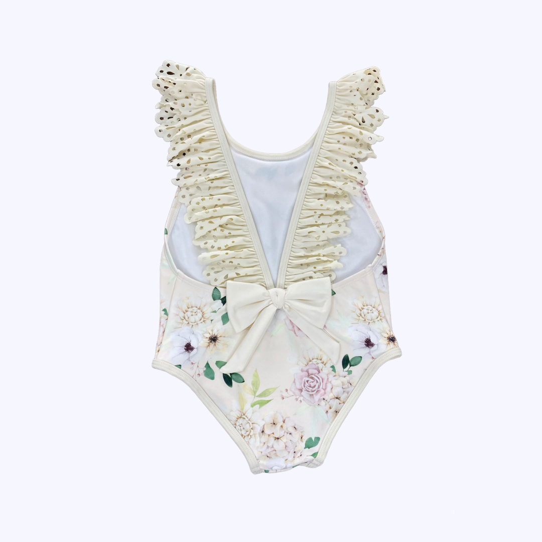 Traje De Baño Niña Puntilla Pink Flower