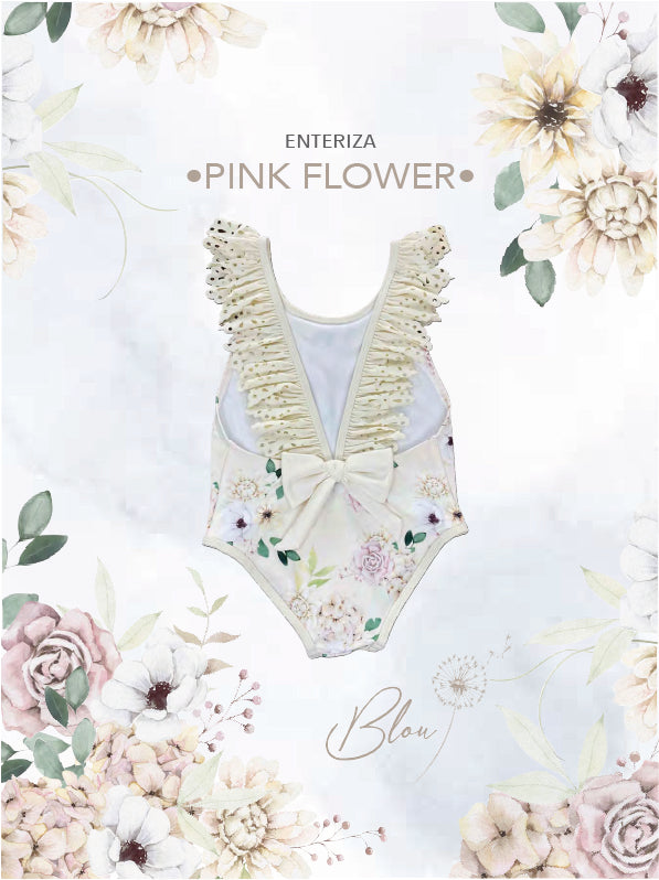 Traje De Baño Niña Puntilla Pink Flower